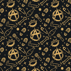 Music hand drawn punk rock seamless pattern illustration