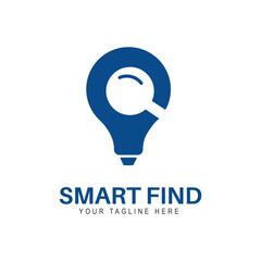 Smart find vector logo template. This design use bulb lamp symbol. Suitable for business.