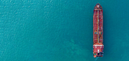 Aerial top view of oil tanker ship at sea, Crude oil tanker industrial, Oil tanker import export...