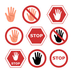 Fototapeta premium Set of stop signs on a white background.