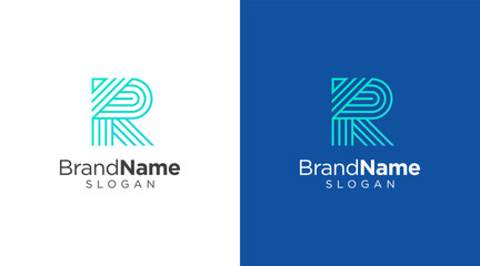 Letter R logo design for various types of businesses and company. colorful, modern, geometric letter R logo