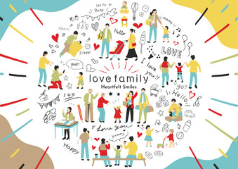 家族の子育て　イラスト素材集