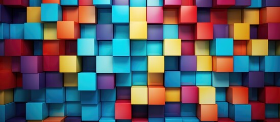 3D rendering abstract background of multi colored cubes wallpaper - obrazy, fototapety, plakaty