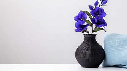 purple flowers in a black vase generated by AI tool