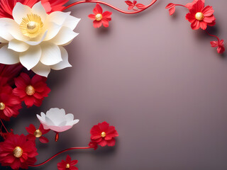 white peach blossoms blooming on a red background, For Chinese New Year Festival