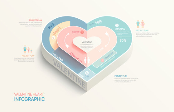 valentine Infographic design template. Idea love heart concept with steps. vector illustration.