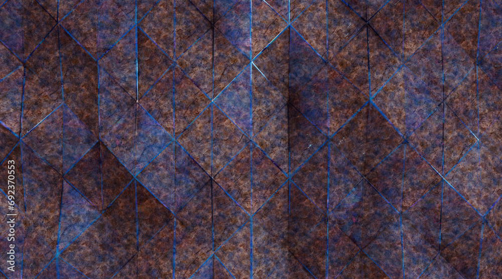 Wall mural random shifted wall background with tiles. futuristic, triangle tile pattern wallpaper with 3d. 3d r