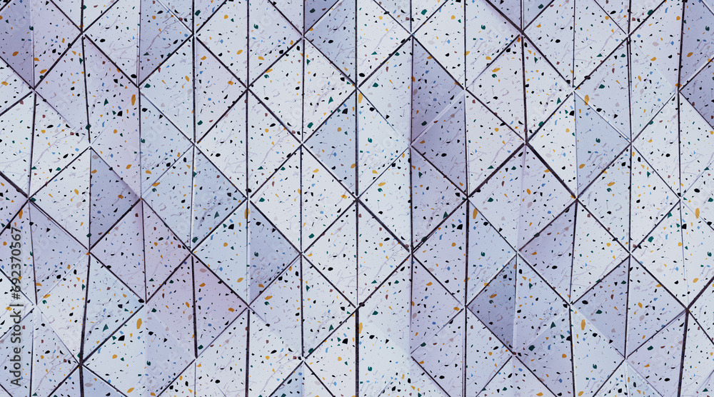 Wall mural random shifted wall background with tiles. futuristic, triangle tile pattern wallpaper with 3d. 3d r