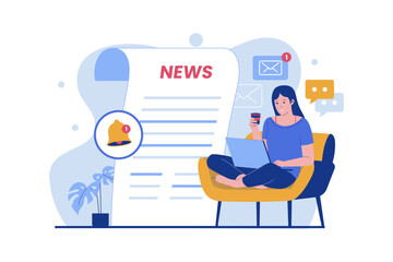 Breaking news notification alert vector concept. Breaking news notification alert vector concept. Vector flat illustration