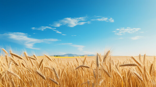 High narrow vertical panorama golden ears of wheat © Prince