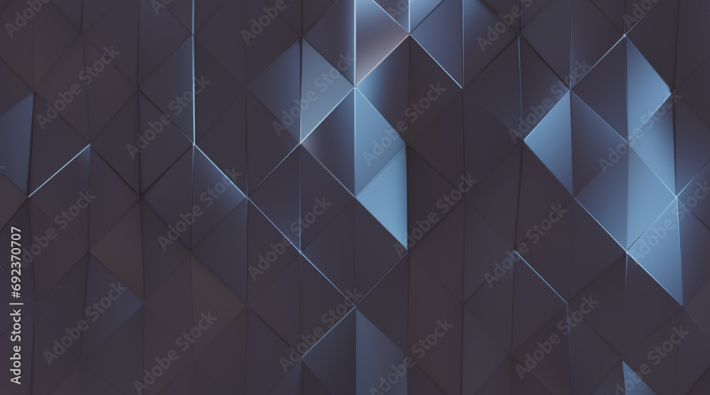 Wall mural random shifted wall background with tiles. futuristic, triangle tile pattern wallpaper with 3d. 3d r