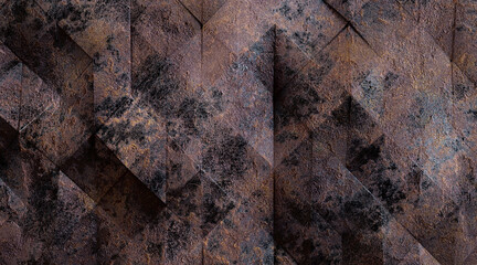 Random shifted Wall background with tiles. Futuristic, triangle tile pattern Wallpaper with 3D. 3D Render