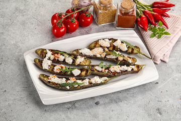 Grilled eggplant with feta cheese