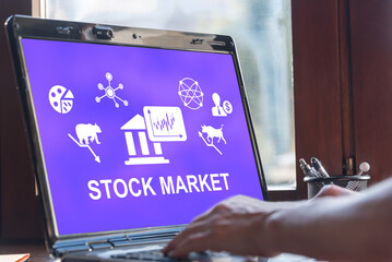 Stock market concept on a laptop screen