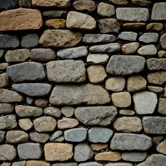 Fototapeta na wymiar Stetige Beständigkeit: Mauer aus vielfarbigen Flusssteinen