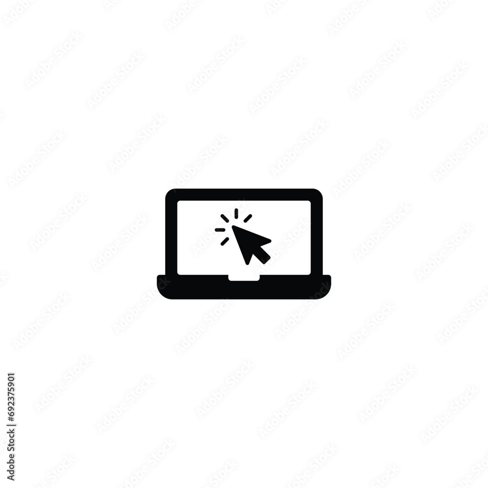 Poster laptop with cursor icon vector for web site computer and mobile app