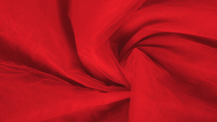 soft red tulle with curve and wave as background.