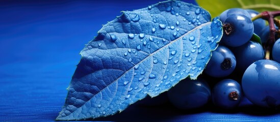 background, a blue leaf delicately cradles a vibrant fruit, symbolizing a healthy and organic diet, packed with nutrition and vitamins. As she enjoyed her dessert, a guilt-free snack, her commitment