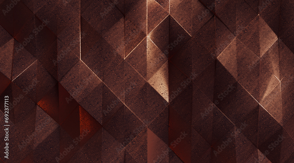 Wall mural random shifted wall background with tiles. futuristic, triangle tile pattern wallpaper with 3d. 3d r