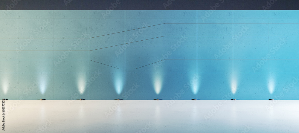 Aufkleber Minimalistic product presentation stage with spotlights on a textured backdrop. 3D Rendering