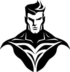 Hero silhouette icon in black color. Vector template for laser cutting or wall art.