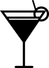 Cocktail glass silhouette in black color. Vector template design art.