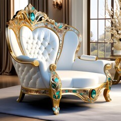 Tree & gold & diamond hues, mother-of-pearl, and precious stones in delicate designs express natural beauty, extended to women's furniture for a mysterious, exquisite vibe.(Generative AI) 