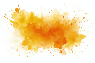Colorful Abstract Orange Watercolor Splatters Isolated on White Backdrop
