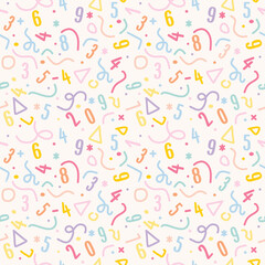 seamless pattern with neon numbers of the alphabet in random order. For backgrounds, textile, wrapping paper, and other surfaces .