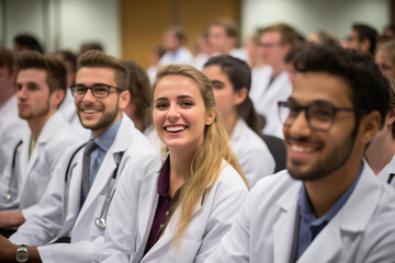 Fototapeta premium Medical Students Applaud in Celebration of a Colleagues Achievement