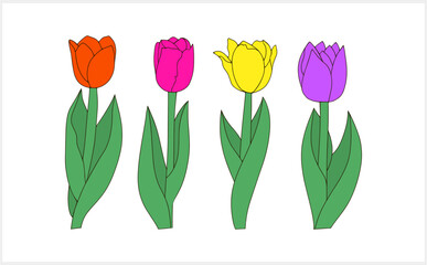 Stencil tulip isolated Doodle flower Hand drawn art Vector stock illustration EPS 10