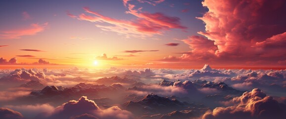 Sunset Sky Clouds Evening Red Orange , Background Banner HD