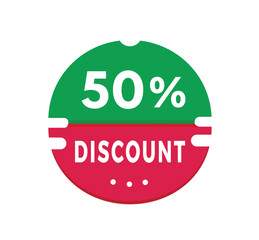 50 percent discount, sticker design. Banner discount promotion announcement for advertising, special offer business. Modern vector.