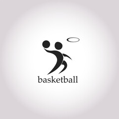 Basketball player, sport symbol outline vector icon