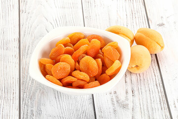Dried apricot heap in the bowl