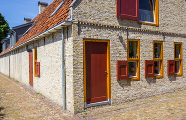 Colorful door and windows of a house in Bourtange, Netherlands