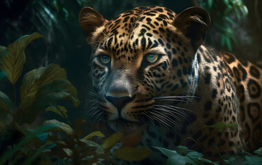 Leopard in a jungle, Generative AI