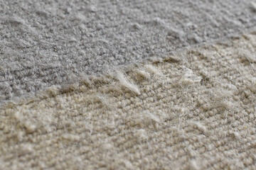 Dirty old rug or carpet with cat scratching, pet hair, human hair and lots of dust on it. Pulled...