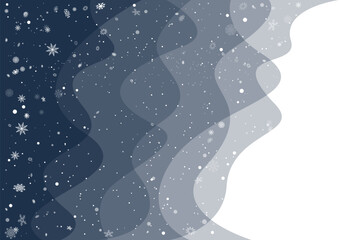 Fototapeta na wymiar Christmas dark color wave banner with snowfall