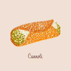 Cannoli Italian dessert vector illustration