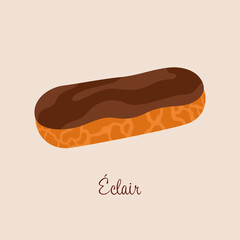 Éclair French pastry vector illustration