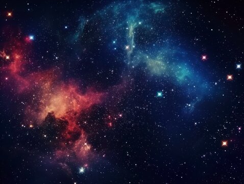 Beautiful stunning galaxy with blue, red color 