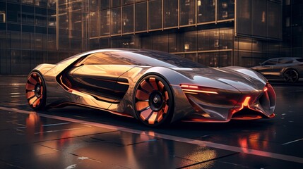 Conceptual Future Car in Hangar