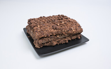 Korean traditional rice cake, red bean paste rice cake, close-up, white background,