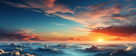 Obraz premium Huge Natural Sky Background Panoramic Sunrise , Background Banner HD