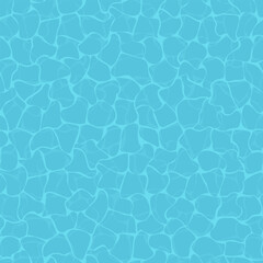 Water ripple top view texture seamless pattern design. Sun light reflection swimming pool, ocean, and sea background