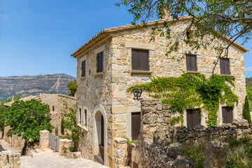 Typical spanish house in the historic mountain village of Siurana, Spain