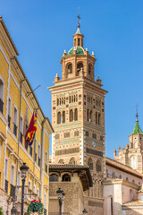 Santa Maria cathedral and city hall building in Teruel, Spain