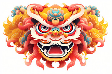 Obraz premium Chinese New Year dragon dance and lion dance PNG