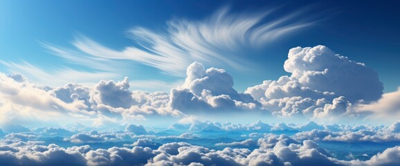 Naklejka na ściany i meble Beautiful Clouds Blue Sky Background Nature , Background Banner HD